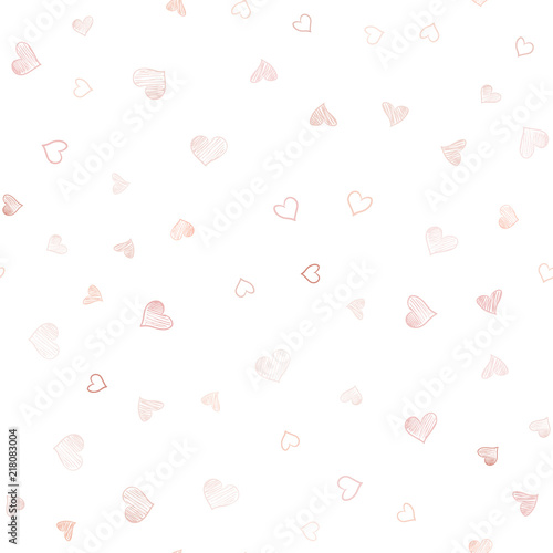 Light Orange vector seamless texture with lovely hearts.