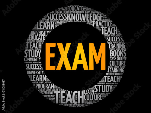EXAM word cloud collage, education concept background