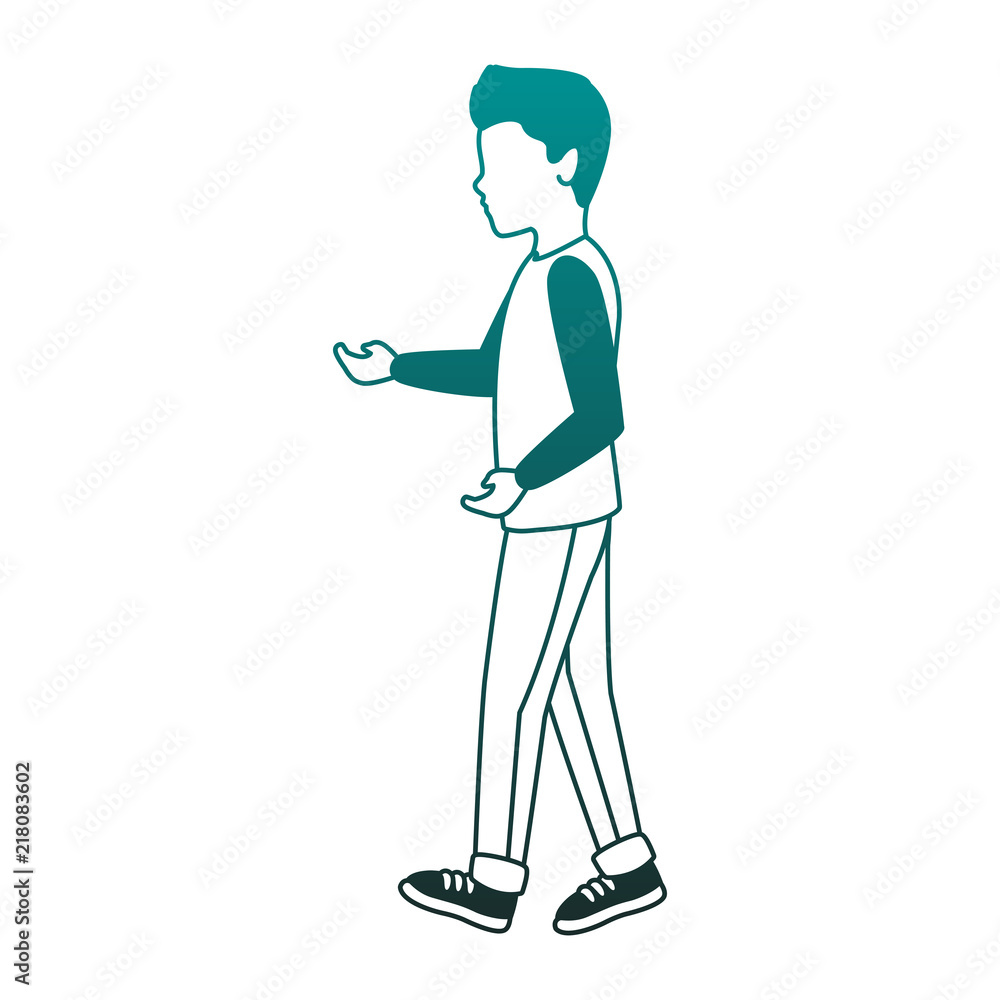 Young man walking vector illustration graphic design