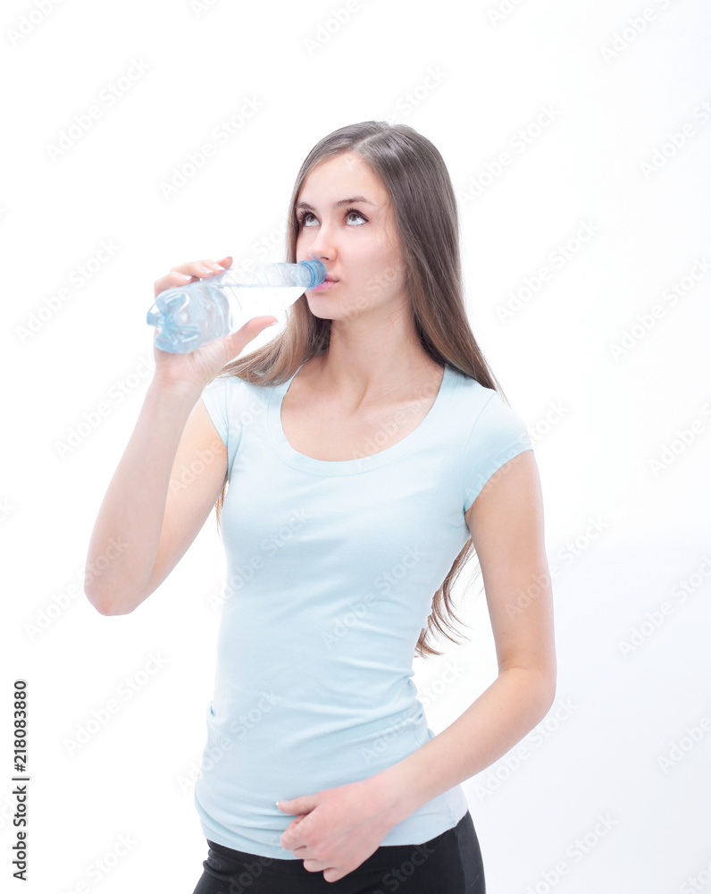 fitness woman with water bottle.isolated on white fitness woman with water bottle.isolated on white