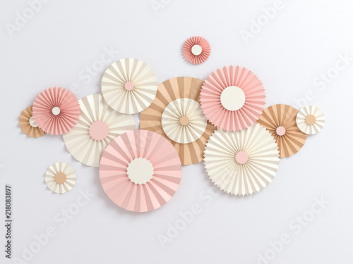 3d rendering  paper flowers  pastel color palette  botanical background  isolated clip art  bouquet  floral border.Creative minimal autumn flat lay.