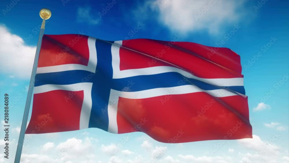 Norway Flag Waving 3D Rendering Blue Sky Background - Seamless Loop 4K Norway Flag Waving 3D Rendering Blue Sky Background - Seamless Loop 4K