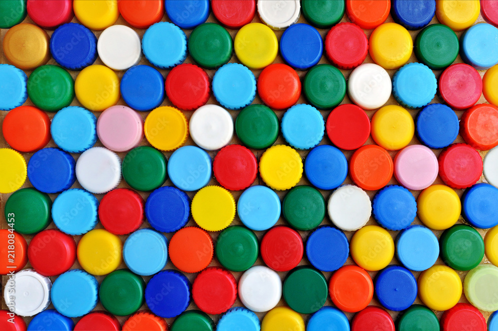Abstract colored background of plastic caps Abstract colored background of plastic caps