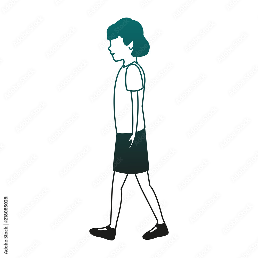Young woman walking vector illustration graphic design Young woman walking vector illustration graphic design