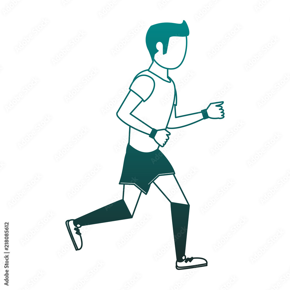 Fitness man running vector illustration graphic design