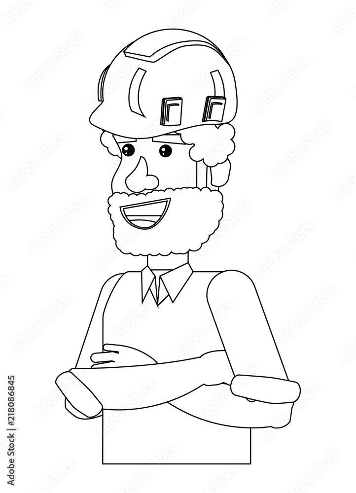 engineer with safety helmet over white background, vector illustration