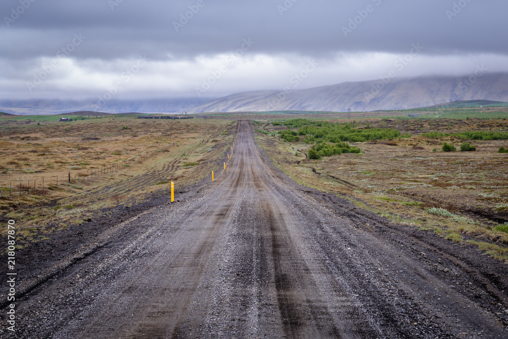 Gravel route 264 near Keldur historical farm in southern Iceland