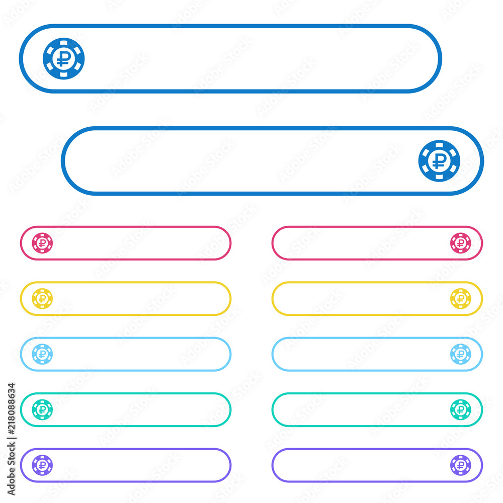 Ruble casino chip icons in rounded color menu buttons Ruble casino chip icons in rounded color menu buttons