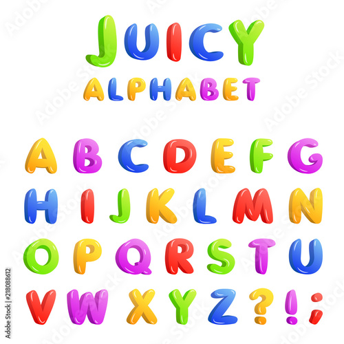 Childrens font in the cartoon style. Vector illustration