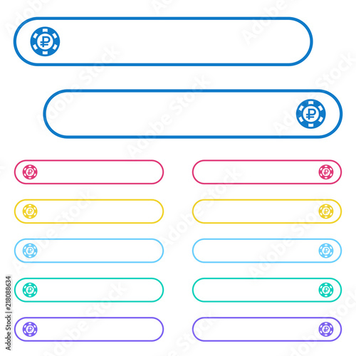 Ruble casino chip icons in rounded color menu buttons