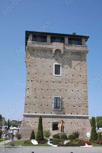 Cervia, Italy - August 04, 2018 : View of Torre San Michele (San Michele Tower)
