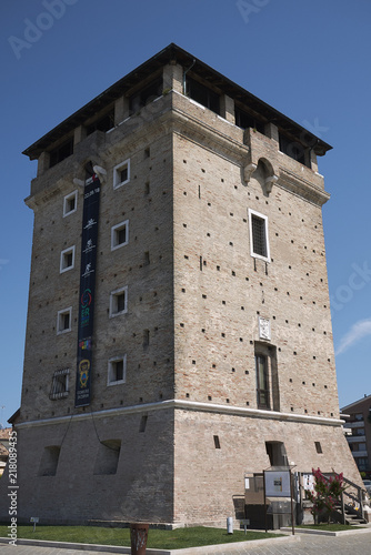 Cervia, Italy - August 04, 2018 : View of Torre San Michele (San Michele Tower)