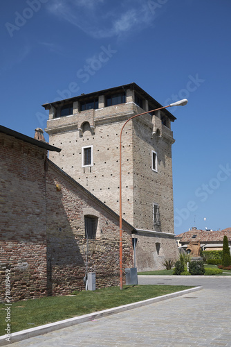 Cervia, Italy - August 04, 2018 : View of Torre San Michele (San Michele Tower)