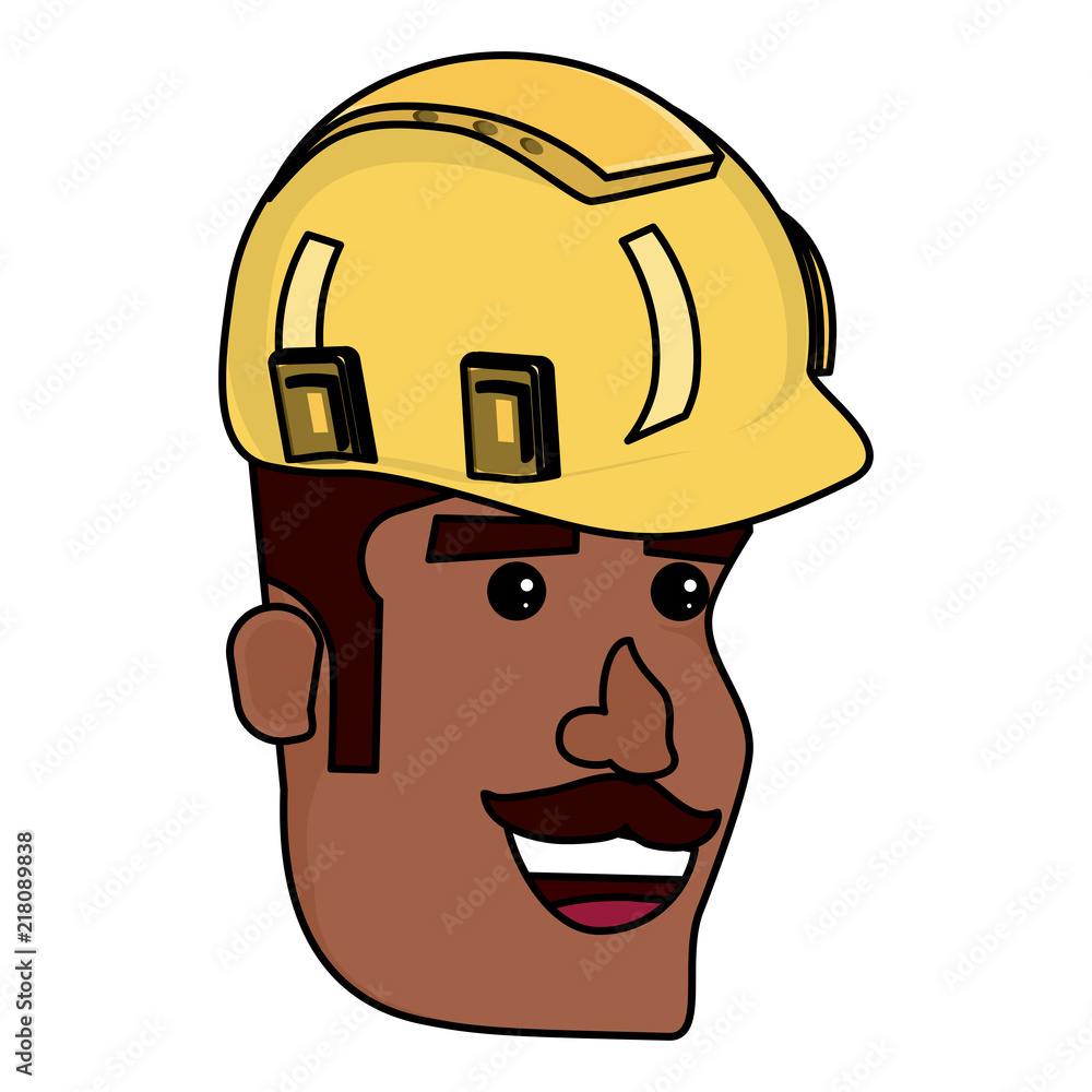 cartoon builder man with safety helmet over white background, vector  illustration Stock Vector | Adobe Stock