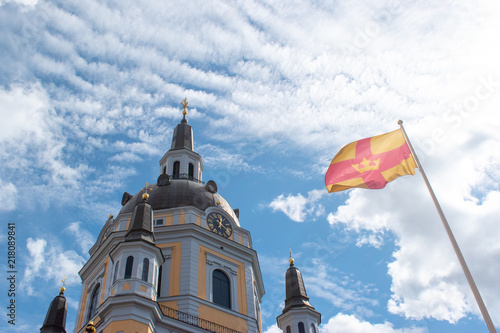 Photography Top of the Katarina church (Katarinakyrkan) on Södermalm with flag of the church