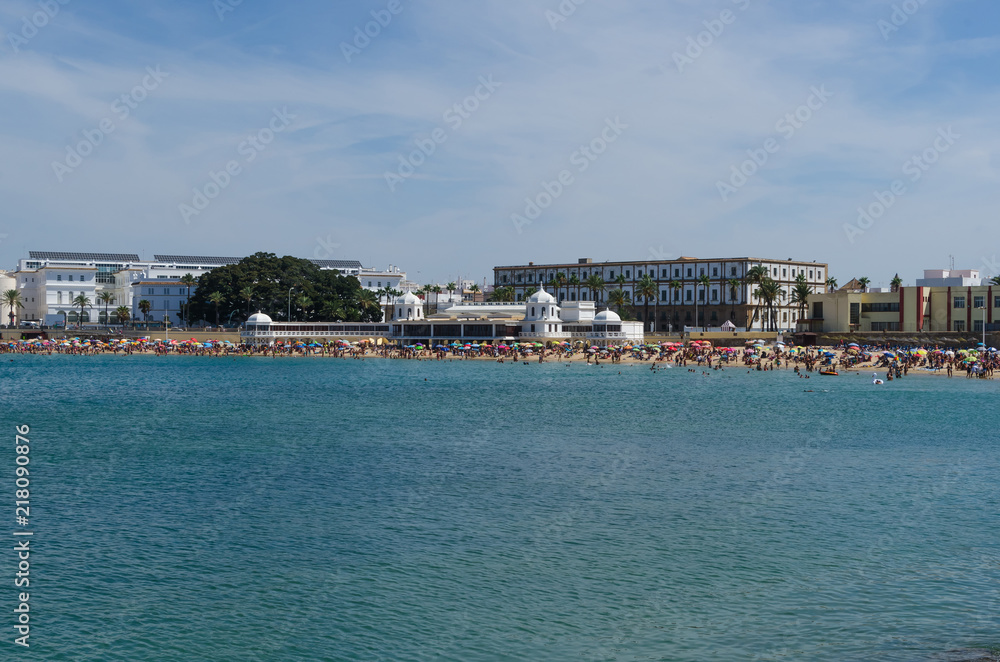 panoramic view on la caleta beach cadiz