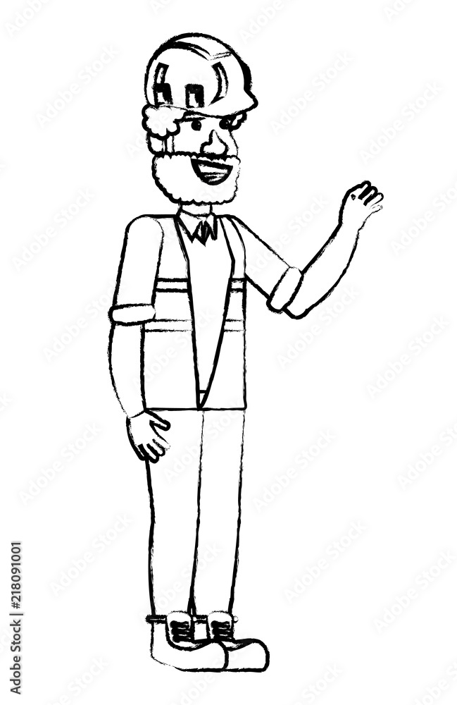 construction man with safety helmet and vest over white background, vector illustration construction man with safety helmet and vest over white background, vector illustration