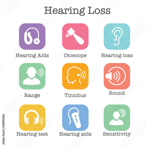 Hearing Aid or loss with Sound Wave Images Set