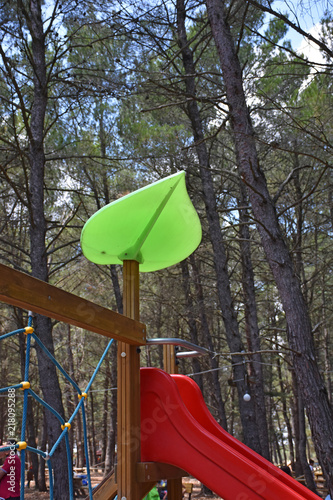 Italy, Puglia region, Altamura, playground in the woods