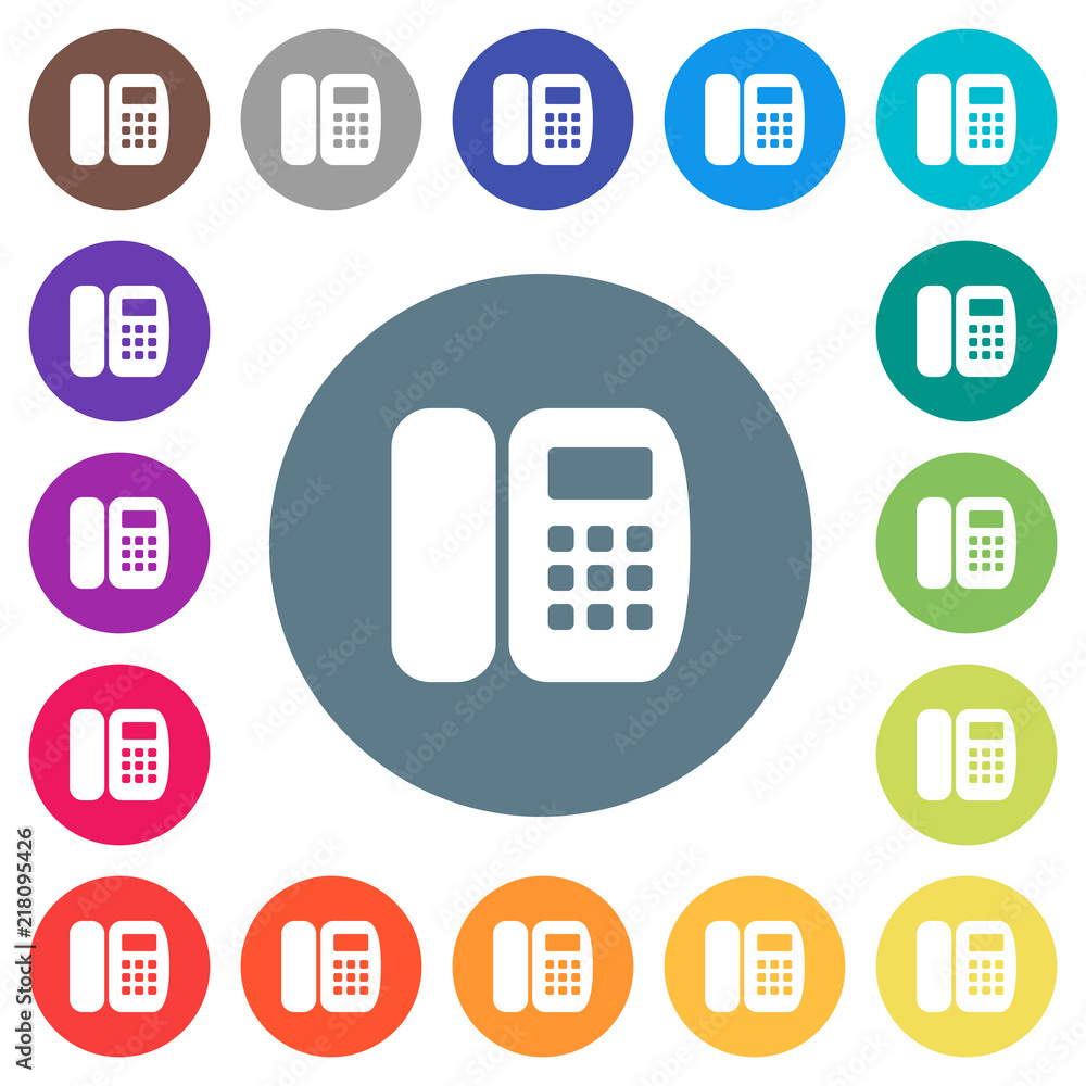 Office phone flat white icons on round color backgrounds Office phone flat white icons on round color backgrounds