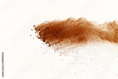 Dry soil explosion isolated on white background.