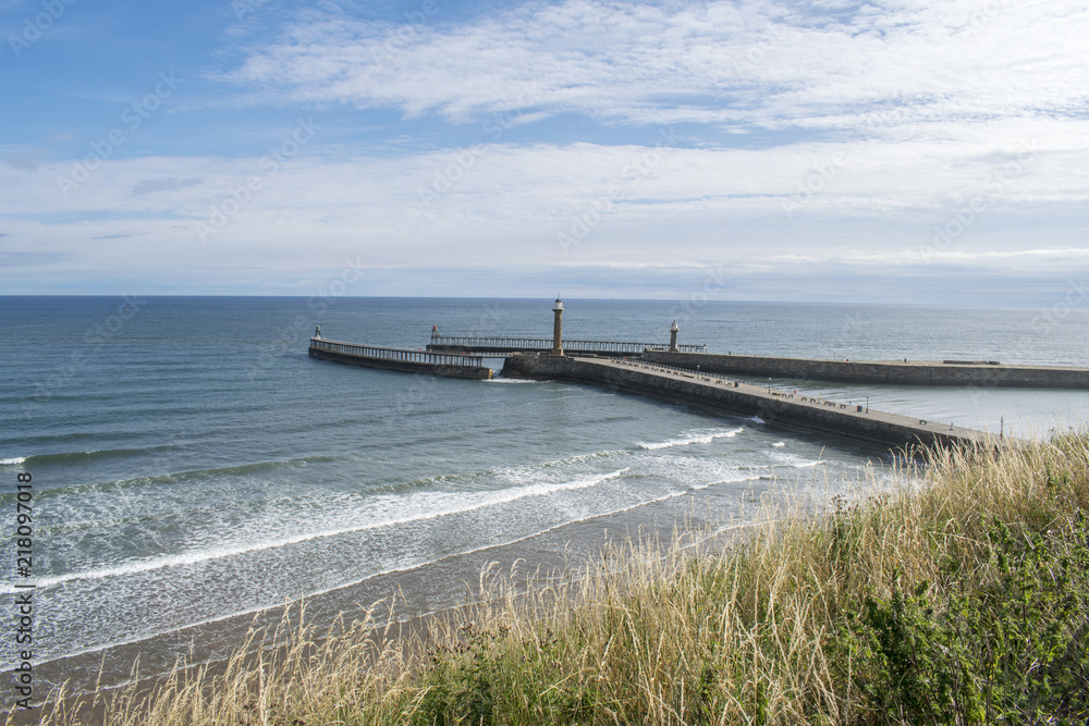 Whitby Harbour Piers and Lighthouses North Yorkshire, England, United Kingdom, August 2018