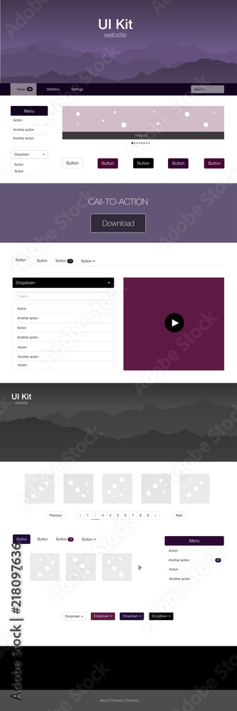 Dark Purple vector wireframe kit with nature. Dark Purple vector wireframe kit with nature.