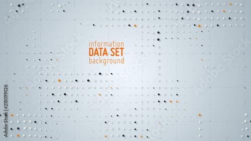 Vector abstract data sorting visualization background. Big data. Sorted data as tiny spheres. Information analytics concept. Filtering machine algorithms. Vector technology background. Trendy cover.