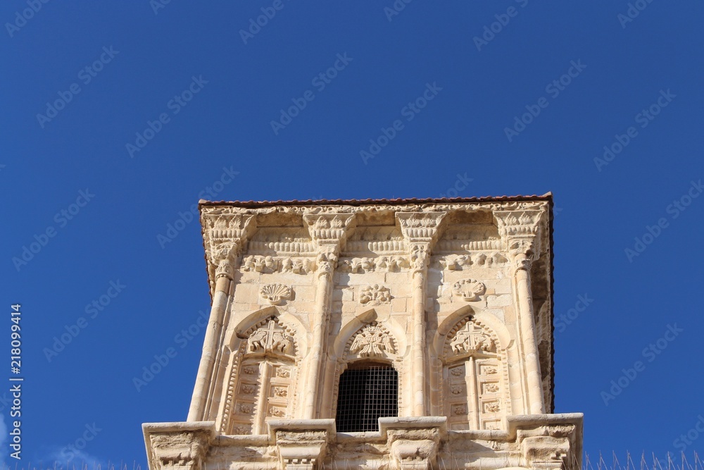 Detail of the bell tower of the medieval church of St Lazarus in Larnaca, Cyprus.