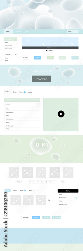 Light BLUE vector ui ux kit with lines, ovals. Light BLUE vector ui ux kit with lines, ovals.