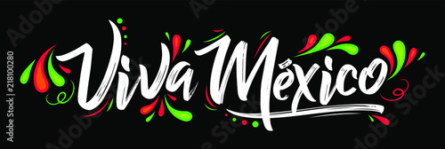 Viva Mexico, traditional mexican phrase holiday, lettering vector illustration