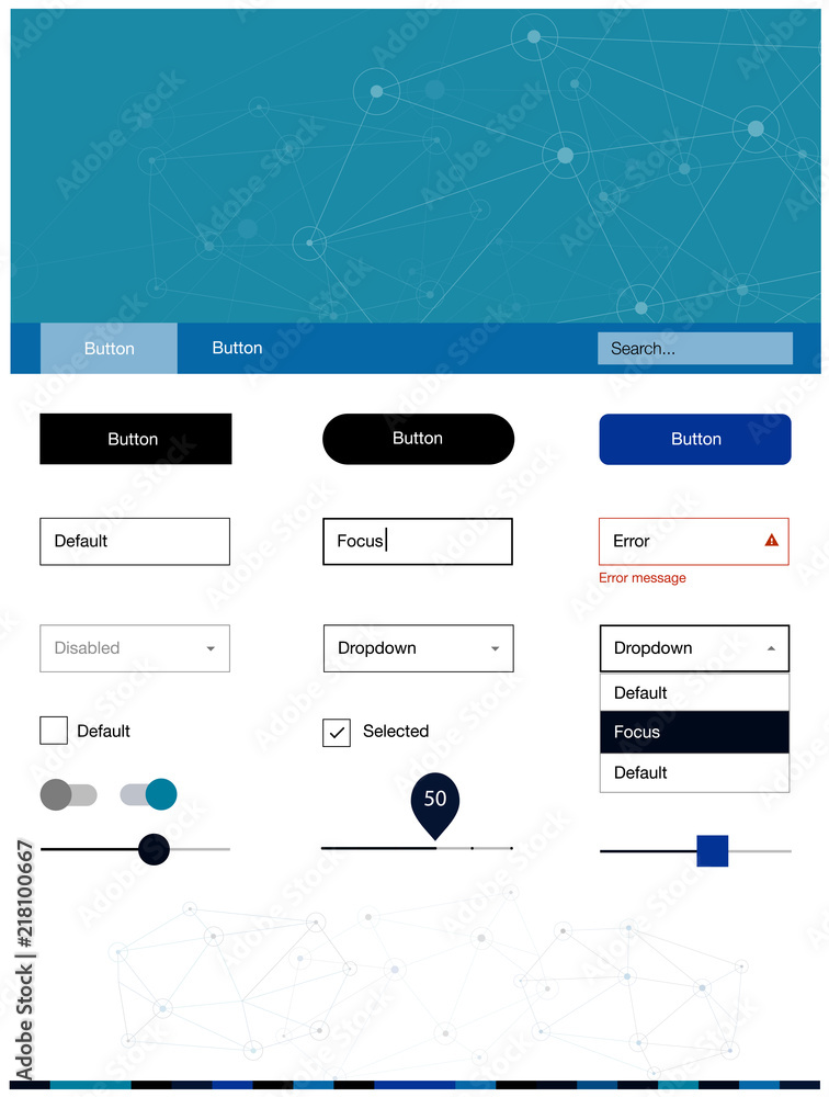 Light Blue, Green vector ui ux kit in triangular style with circles. Light Blue, Green vector ui ux kit in triangular style with circles.