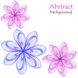 Abstract multicolored flowers on a white background
