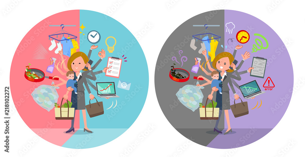 Fototapeta premium flat type Bob hair black dress women_mulch task switch