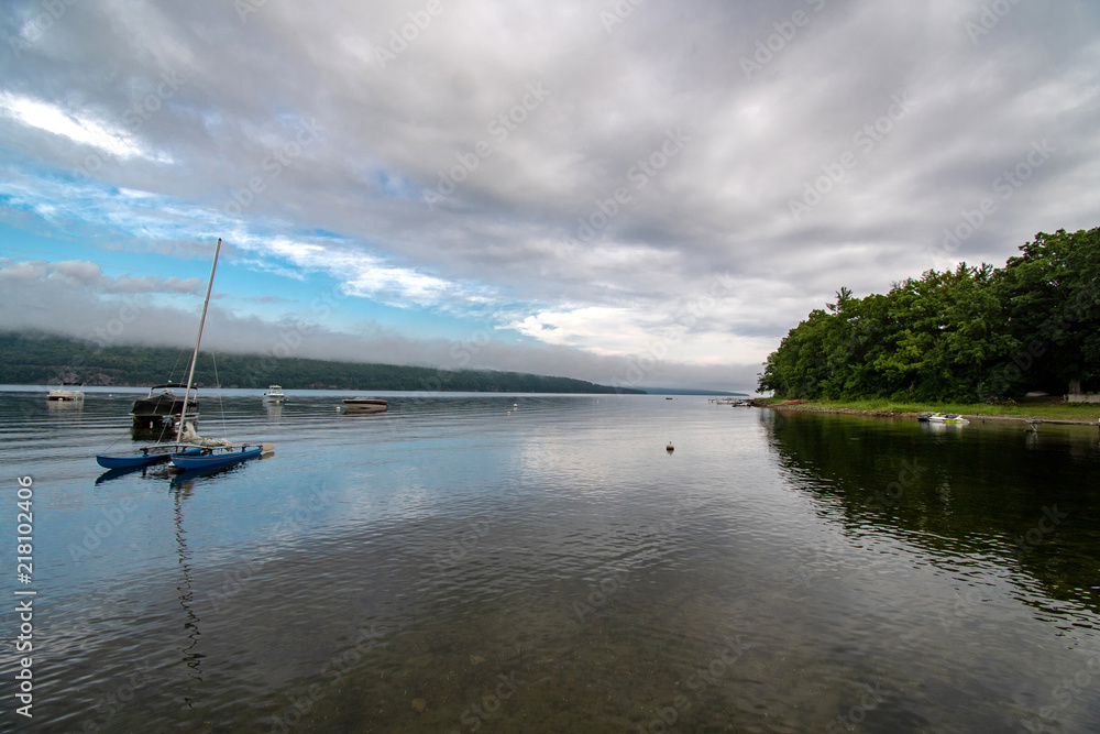 Small bay with boats on a cloudy morning Small bay with boats on a cloudy morning