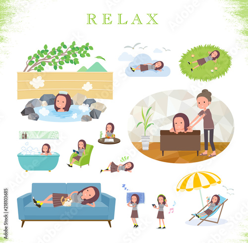 flat type Long hair women_relax