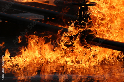 Photography Industrial firefighting - spill and fire