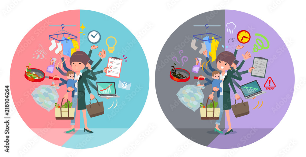 Obraz premium flat type Mash hair women_mulch task switch