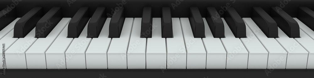 Naklejka premium Piano keys wide angle view