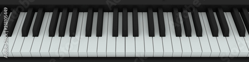 Piano keys wide angle view