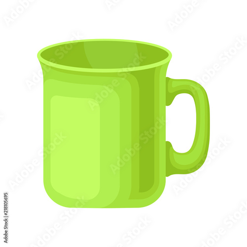 Green ceramic tea mug vector Illustration on a white background