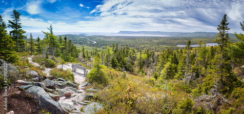 Canvas Print Panoramic image of Broad Cove Mountain in Cape Breton National Park, Nova Scotia