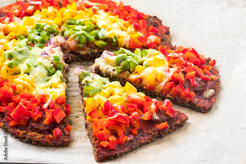 Healthy rainbow pizza with vegetables