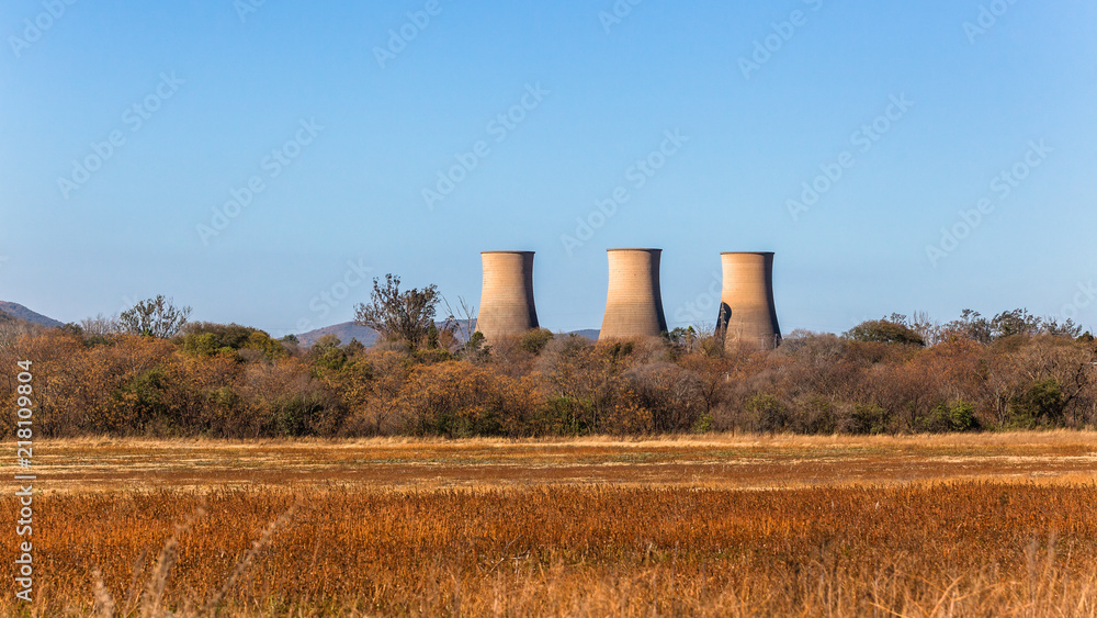 Electricity Power Station Cooling Towers Panorama Landscape Electricity Power Station Cooling Towers Panorama Landscape