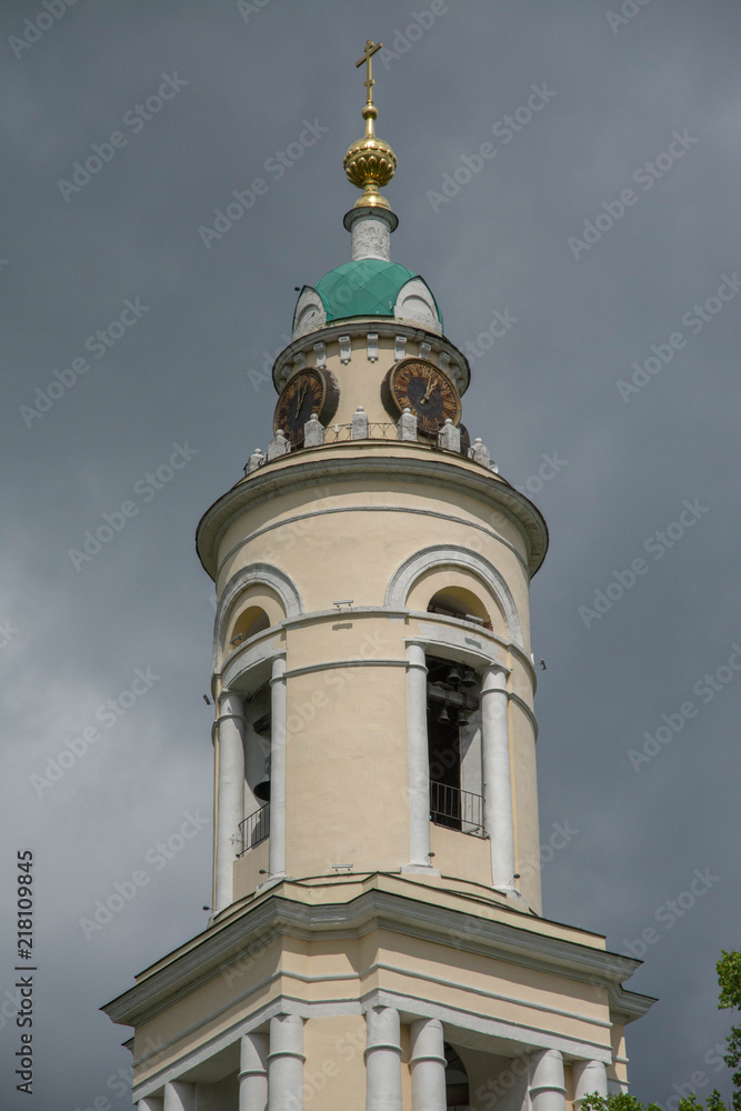 Russia, a monastery in Pavlovo-Posad in the spring against a background of clouds.