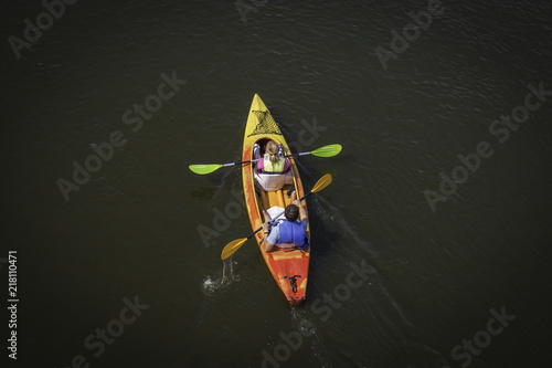 Kayaks trip on the river