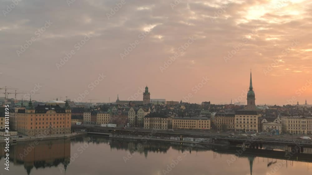 Stockholm Sweden time lapse 4K, city skyline night to day sunrise timelapse at Gamla Stan and Slussen Stockholm Sweden time lapse 4K, city skyline night to day sunrise timelapse at Gamla Stan and Slussen