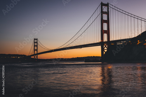 Sunset behind the Golden Gate Bridge © Joshua