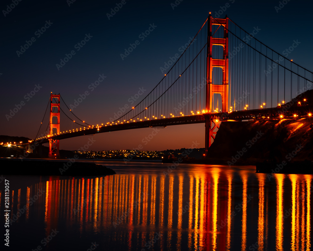 Sunset behind the Golden Gate Bridge
