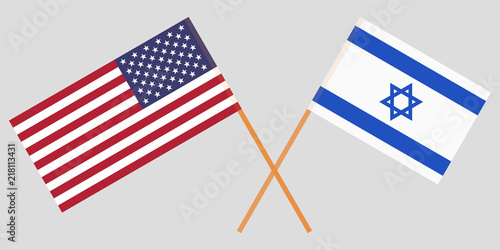 Crossed flags  Israel and usa. Official colors. Correct proportion. Vector
